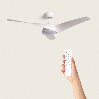 TechBrey Eubea Ventilateur de Plafond Silencieux 132 cm Moteur CC Blanc, Pales : Blanches, Avec Lumière, Télécommande, Wifi : Non