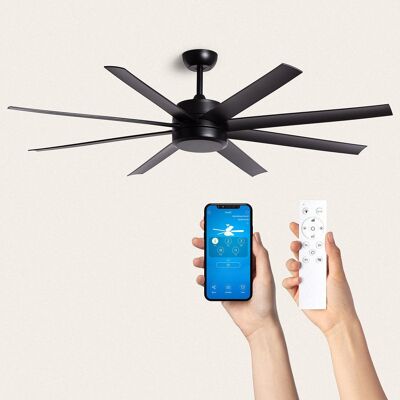 TechBrey Silent Ceiling Fan Hydra Black 157cm DC Motor Without Light, Remote Control, Wifi: Yes