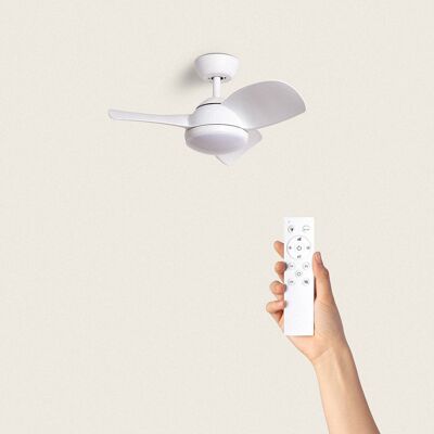 TechBrey Ventilateur de Plafond Silencieux Pores 76cm Moteur CC Blanc, Pales: Blanches, Avec Lumière, Télécommande, Wifi: Non