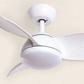 TechBrey Ventilateur de Plafond Silencieux Pores 76cm Moteur CC Bois Blanc, Pales: Bois Blanc, Avec Lumière, Télécommande, Wifi: Non 3