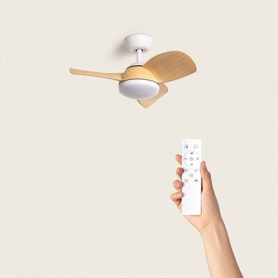 TechBrey Silent Ceiling Fan Pores 76cm White DC Motor, Blades: Wood, With Light, Remote Control, Wifi: No