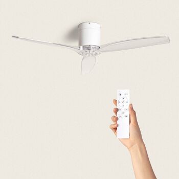 TechBrey Ventilateur de Plafond Silencieux Angistri Blanc 132 cm Moteur DC, Pales : Transparentes, Sans Lumière, Télécommande, Wifi : Non 1