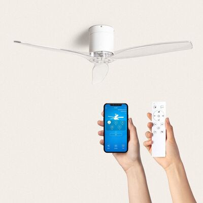 TechBrey Silent Ceiling Fan Angistri White 132cm DC Motor, Blades: Transparent, Without Light, Wall Controller + Remote, Wifi: Yes