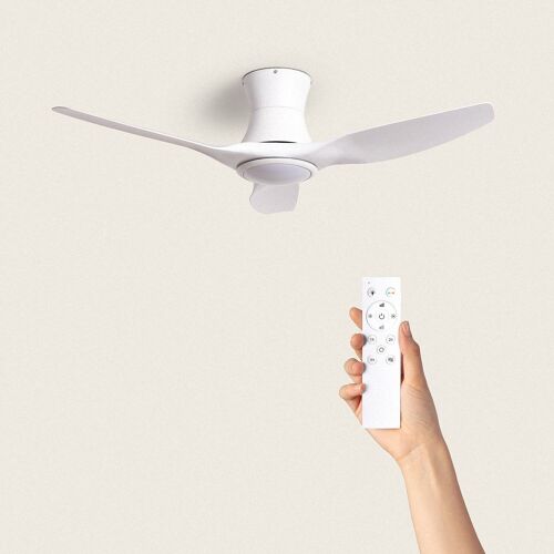 TechBrey Ventilador de Techo Silencioso Salamina Blanco 132cm Motor DC Con Luz , Controlador de Pared + Mando , Wifi: No