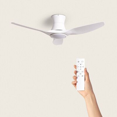 TechBrey Salamina Blanc Ventilateur de Plafond Silencieux Moteur DC 132 cm avec Lumière, Contrôleur Mural + Télécommande, Wifi : Non