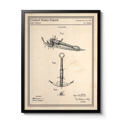 Poster di brevetto di ancoraggio per barche