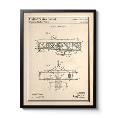 Affiche brevet Avion Frères Wright