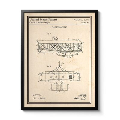 Póster de patente del avión de los hermanos Wright