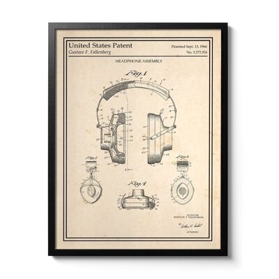 Headphones Patent Poster