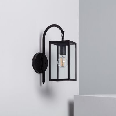 Ledkia Lámpara de Pared Exterior de Aluminio y Cristal Brazo Superior Atrium Negro Negro