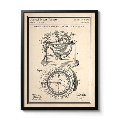 Patent Poster mit Sternenkompass