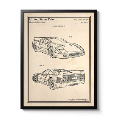 Póster de patente Ferrari F40