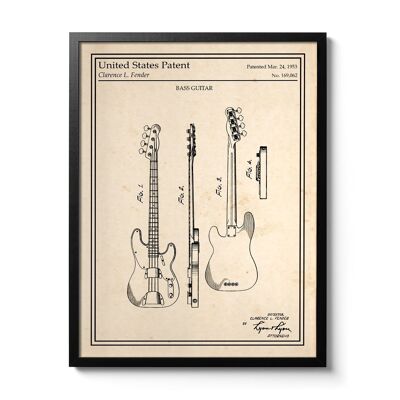 Affiche brevet Guitare Basse Fender