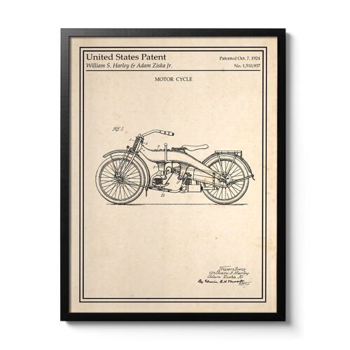 Affiche brevet Harley-Davidson 1924