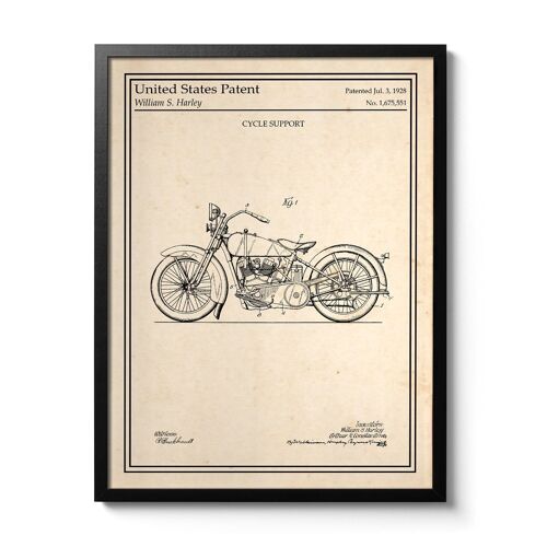 Affiche brevet Harley-Davidson 1928