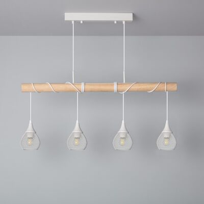 Ledkia Monah White Wood and Metal Pendant Lamp