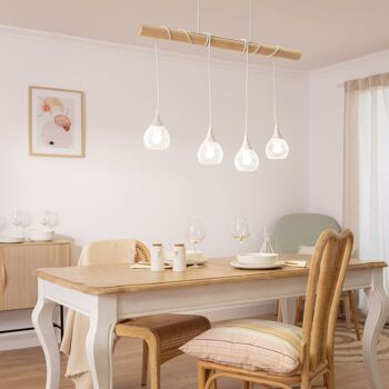 Ledkia Monah Suspension en Bois et Métal Blanc 2