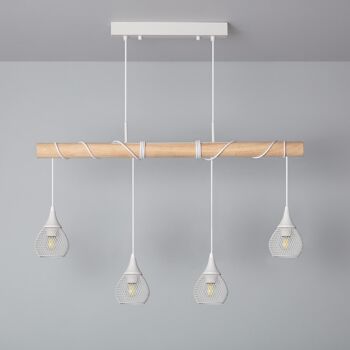 Ledkia Monah Suspension en Bois et Métal Blanc 7