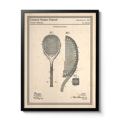 Affiche brevet Raquette de Tennis