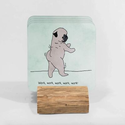 Pugs Love Riri |  Coaster Set (x4)-PUG-COA-210-S4
