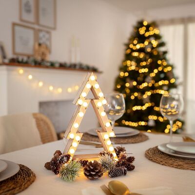 Ledkia Albero di Natale in Legno LED con Batteria Gaspar