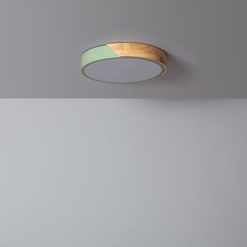 Ledkia Plafón LED 18W Circular Madera Ø320 mm CCT Seleccionable Semi-Dari Verde