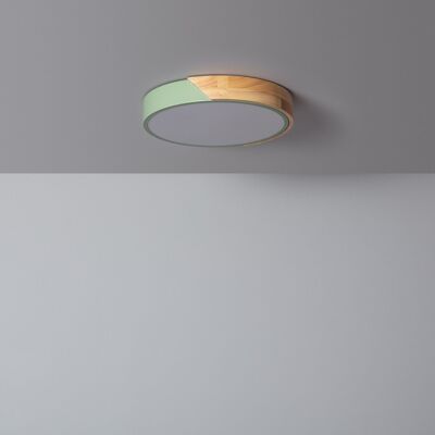 Plafonnier LED Ledkia 18W Circulaire Bois Ø320 mm CCT Sélectionnable Semi-Dari Vert