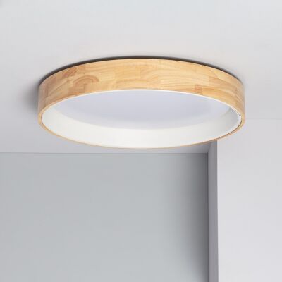Ledkia LED-Deckenleuchte 30 W, rund, Holz, Ø570 mm, CCT wählbar, Dari-Weiß