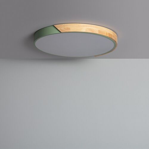 Ledkia Plafón LED 36W Circular Madera Ø500 mm CCT Seleccionable Semi-Dari Verde