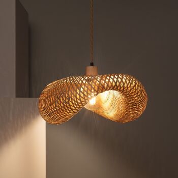 Ledkia Kathu Karatasi Lampe à Suspension en Bambou Camel 7