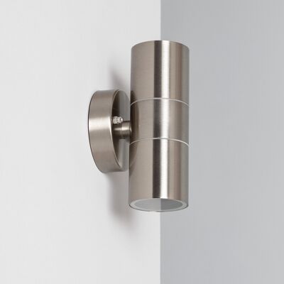 Ledkia Stainless Steel Exterior Wall Light Double Sided Lighting Satin Stainless Steel