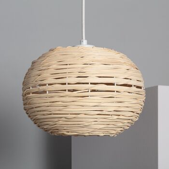 Lampe à suspension Ledkia en rotin et bois naturel Linfen 7