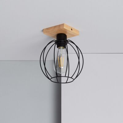Ledkia Wood and Metal Ceiling Lamp Topka Black