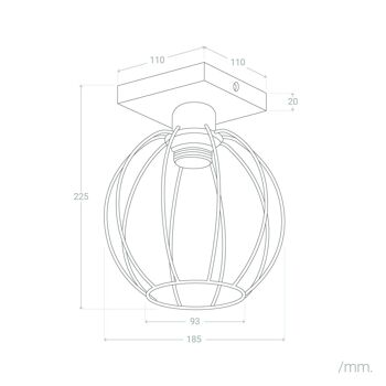 Ledkia Plafonnier Bois et Métal Topka Noir 2