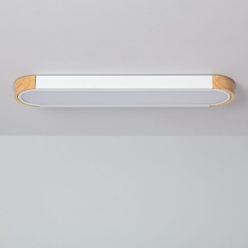 Ledkia Plafón LED 18W Madera y Metal 140x650 mm CCT Seleccionable Dari Lang Blanco