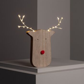 Ledkia Renne de Noël LED Donner avec batterie en bois 6