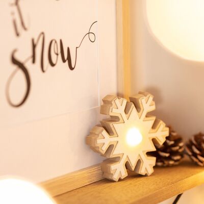 Ledkia Flocon de neige LED avec batterie en bois