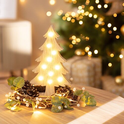 Ledkia Árbol de Navidad LED Wood con Batería Madera