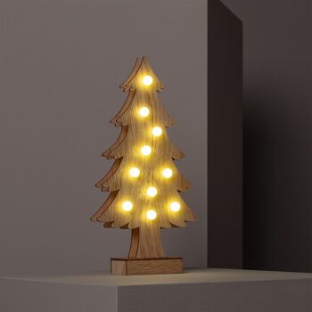 Sapin de Noël LED en bois avec batterie en bois Ledkia 5