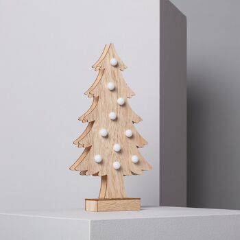 Sapin de Noël LED en bois avec batterie en bois Ledkia 7