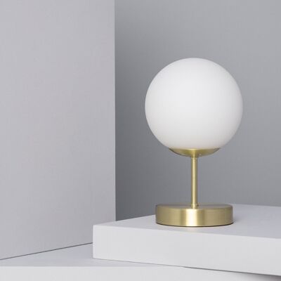 Lampe de table Ledkia en métal et cristal clair de lune doré