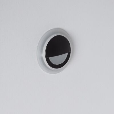 Ledkia Balise Extérieure LED 3W Encastrable Circulaire Mural Noir Oculaire Blanc Neutre 4000K