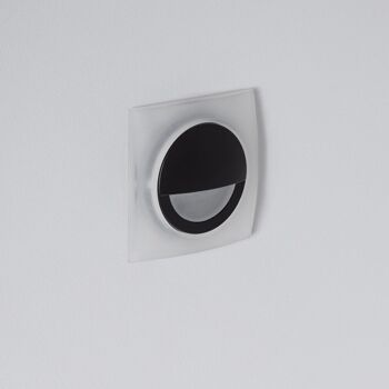 Ledkia Balise Extérieure LED 3W Encastrable Mural Carré Noir Oculaire Blanc Neutre 4000K 1