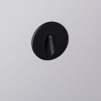 Ledkia Balise Extérieure LED 3W Encastrable Circulaire Mural Noir Ovale Wabi Blanc Chaud 2700K 6