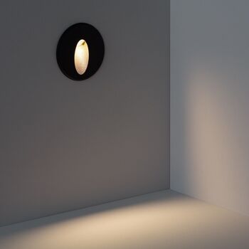 Ledkia Balise Extérieure LED 3W Encastrable Circulaire Mural Noir Ovale Wabi Blanc Chaud 2700K 9