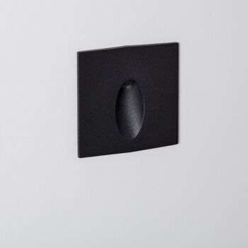 Ledkia Balise Extérieure LED 3W Encastrable Mural Carré Noir Ovale Wabi Blanc Chaud 2700K 1