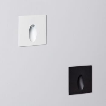 Ledkia Balise Extérieure LED 3W Encastrable Mural Carré Noir Ovale Wabi Blanc Chaud 2700K 3