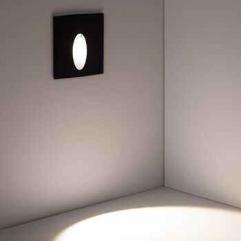 Ledkia Balise Extérieure LED 3W Encastrable Mural Carré Noir Ovale Wabi Blanc Chaud 2700K 8