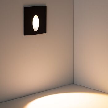 Ledkia Balise Extérieure LED 3W Encastrable Mural Carré Noir Ovale Wabi Blanc Chaud 2700K 9