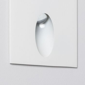 Ledkia Balise Extérieure LED 3W Encastrable Mural Carré Blanc Ovale Wabi Blanc Chaud 2700K 3